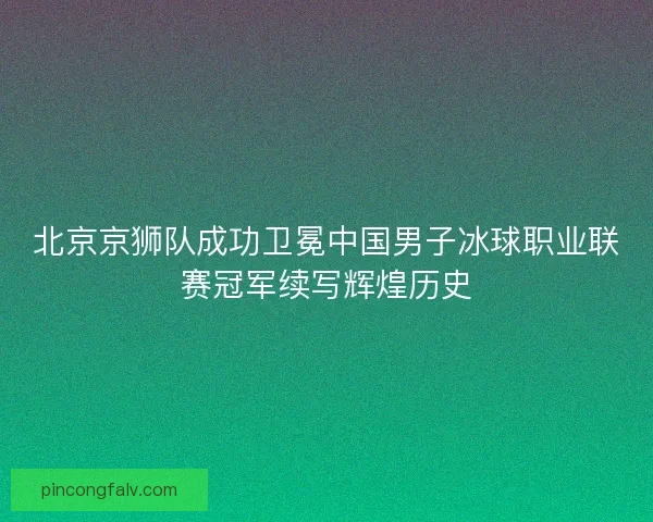 北京京狮队成功卫冕中国男子冰球职业联赛冠军续写辉煌历史